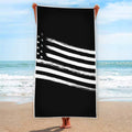 Black And White American Flag Print Beach Towel