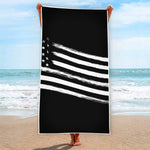 Black And White American Flag Print Beach Towel