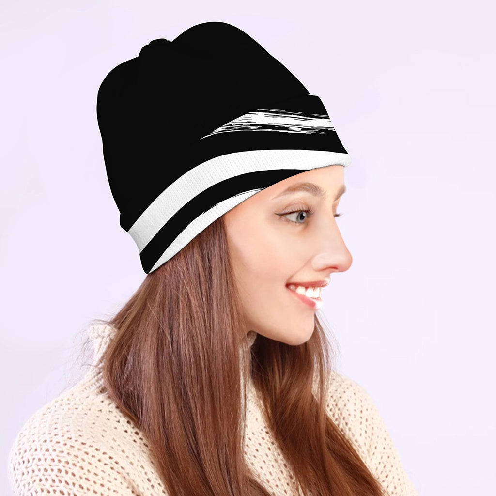 Black And White American Flag Print Beanie