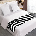 Black And White American Flag Print Bed Runner