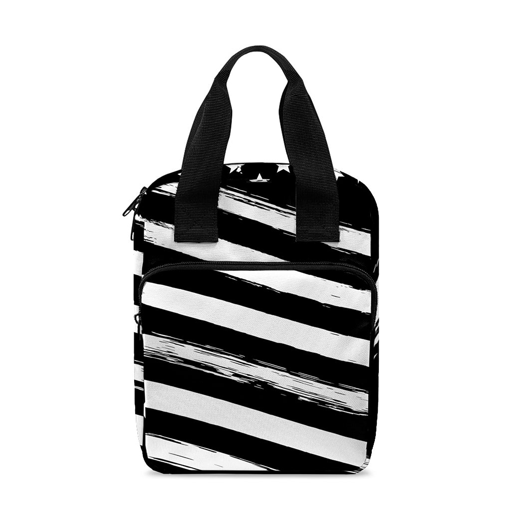 Black And White American Flag Print Bible Tote Bag