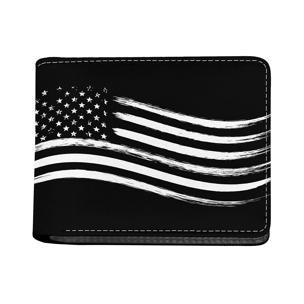 Black And White American Flag Print Bifold Wallet