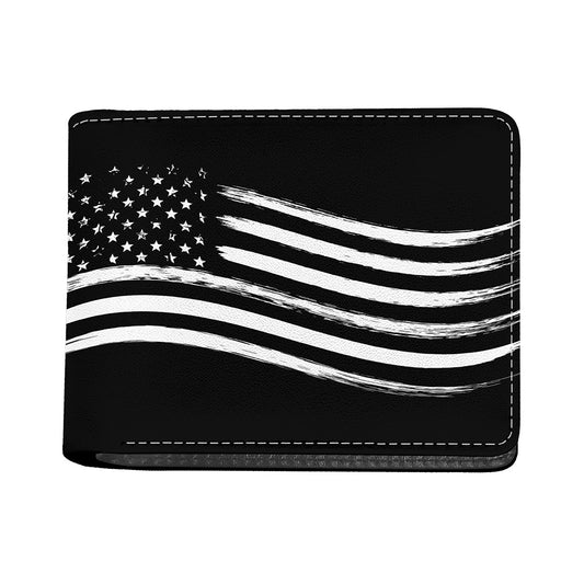 Black And White American Flag Print Bifold Wallet