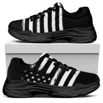 Black And White American Flag Print Black Chunky Shoes