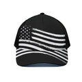 Black And White American Flag Print Black Mesh Trucker Hat