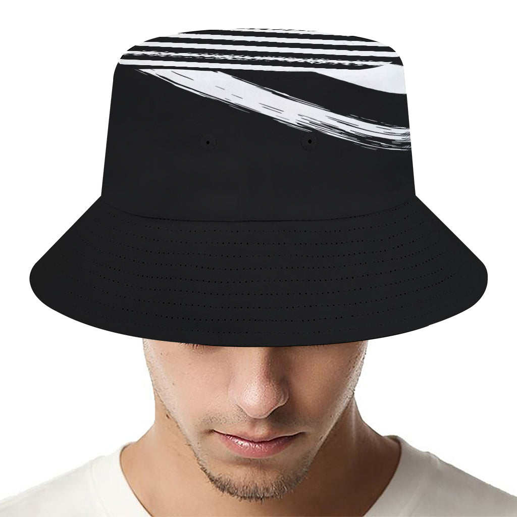 Black And White American Flag Print Bucket Hat