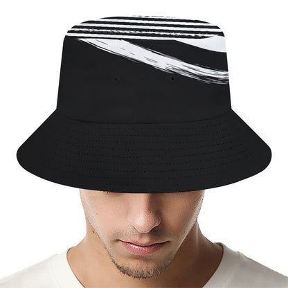 Black And White American Flag Print Bucket Hat