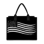 Black And White American Flag Print Canvas Tote Bag