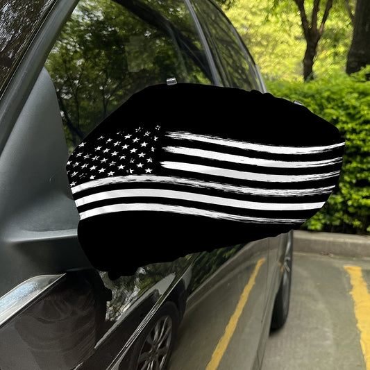 Black And White American Flag Print Car Side Mirror Covers