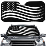 Black And White American Flag Print Car Windshield Sun Shade