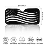 Black And White American Flag Print Car Windshield Sun Shade