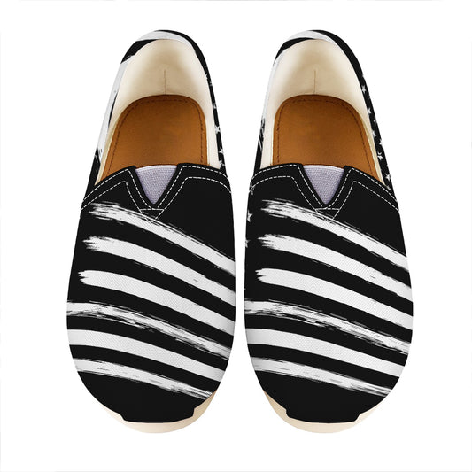 Black And White American Flag Print Casual Shoes