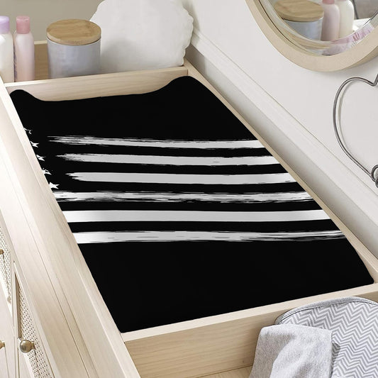 Black And White American Flag Print Changing Pad Cover