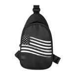 Black And White American Flag Print Chest Bag