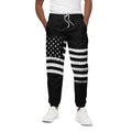 Black And White American Flag Print Cotton Sweatpants