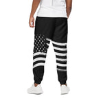 Black And White American Flag Print Cotton Pants