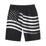 Black And White American Flag Print Cotton Shorts