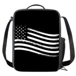 Black And White American Flag Print Crossbody Lunch Bag