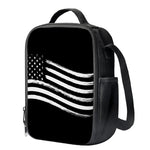 Black And White American Flag Print Crossbody Lunch Bag