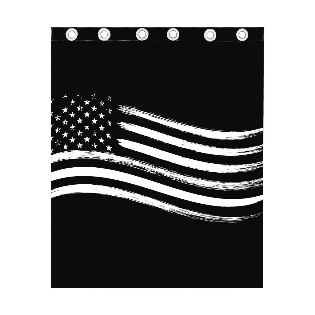 Black And White American Flag Print Curtain