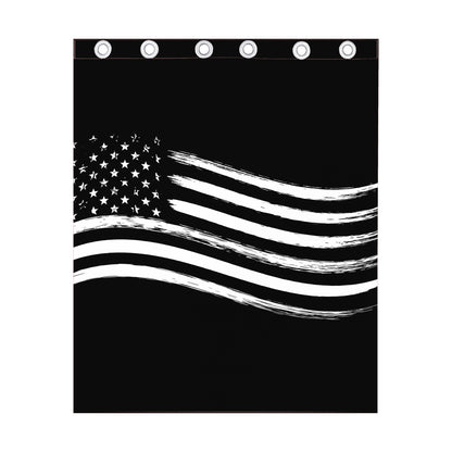 Black And White American Flag Print Curtain