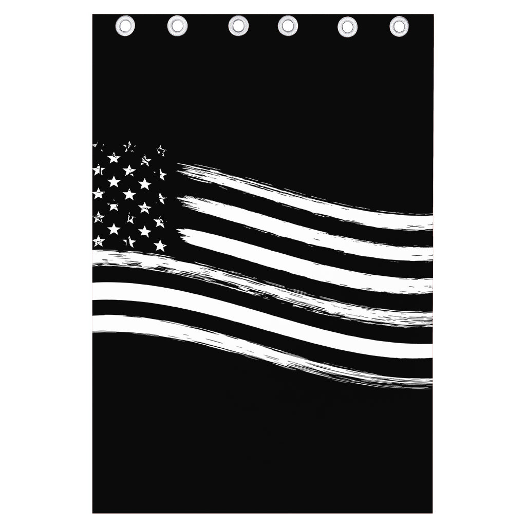 Black And White American Flag Print Curtain