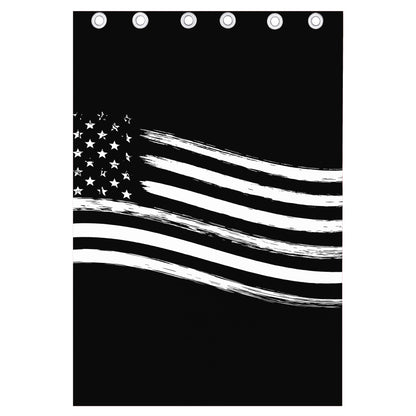 Black And White American Flag Print Curtain