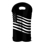 Black And White American Flag Print Double Neoprene Wine Tote