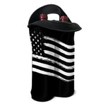 Black And White American Flag Print Double Neoprene Wine Tote
