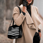 Black And White American Flag Print Double Strap Bible Bag