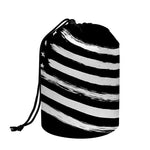 Black And White American Flag Print Drawstring Makeup Bag