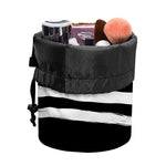 Black And White American Flag Print Drawstring Makeup Bag