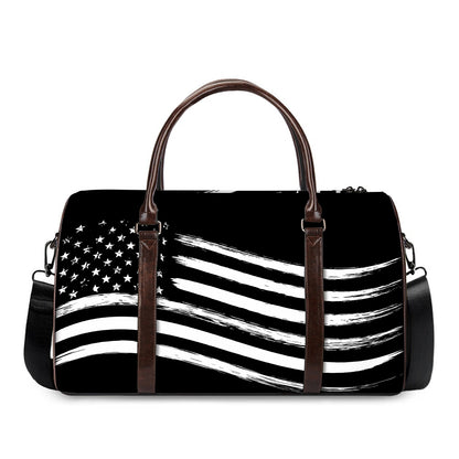 Black And White American Flag Print Duffle Bag