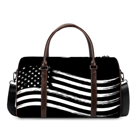 Black And White American Flag Print Duffle Bag