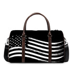 Black And White American Flag Print Duffle Bag