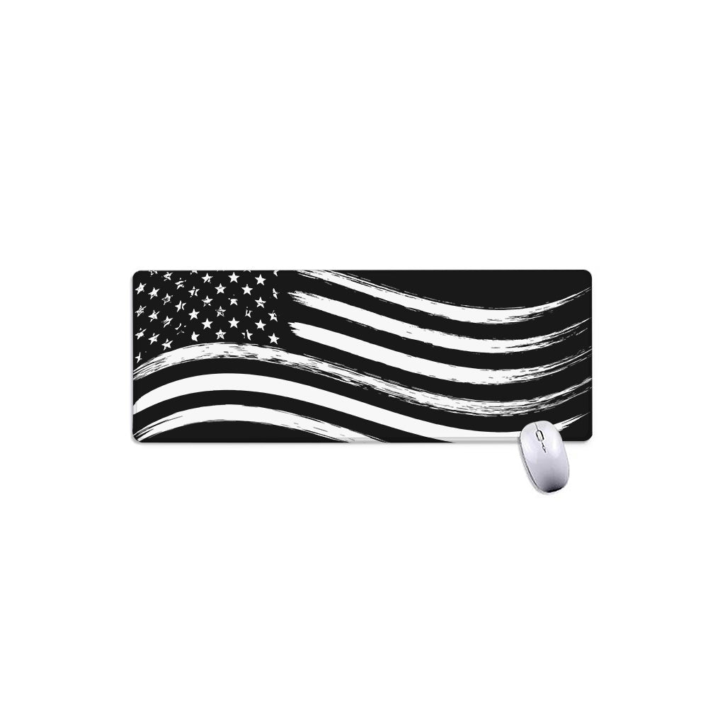 Black And White American Flag Print Extended Mouse Pad