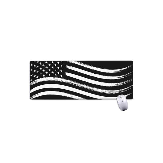 Black And White American Flag Print Extended Mouse Pad