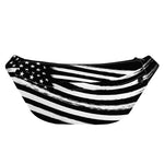 Black And White American Flag Print Fanny Pack
