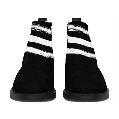 Black And White American Flag Print Flat Ankle Boots