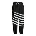 Black And White American Flag Print Fleece Lined Knit Pants