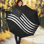 Black And White American Flag Print Foldable Umbrella