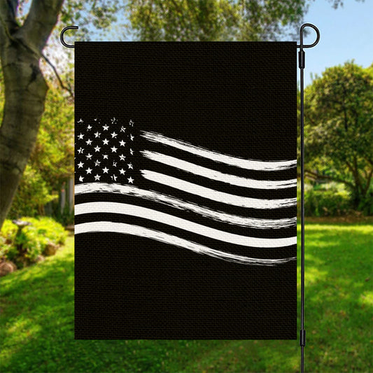 Black And White American Flag Print Garden Flag