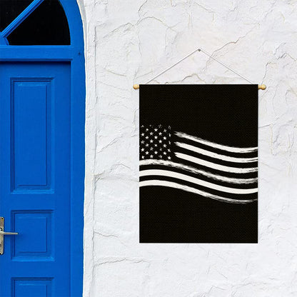 Black And White American Flag Print Garden Flag