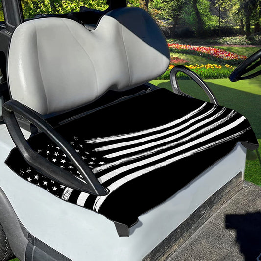 Black And White American Flag Print Golf Cart Seat Cover