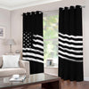 Black And White American Flag Print Grommet Curtains