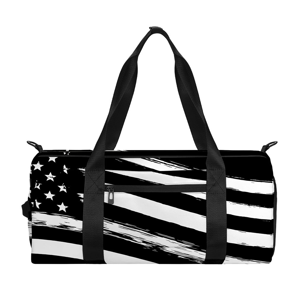 Black And White American Flag Print Gym Bag