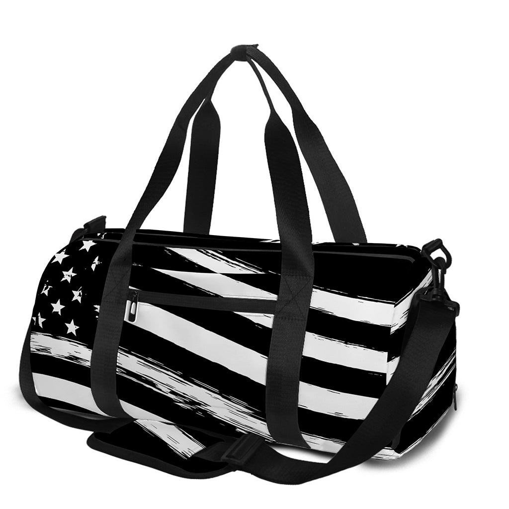 Black And White American Flag Print Gym Bag