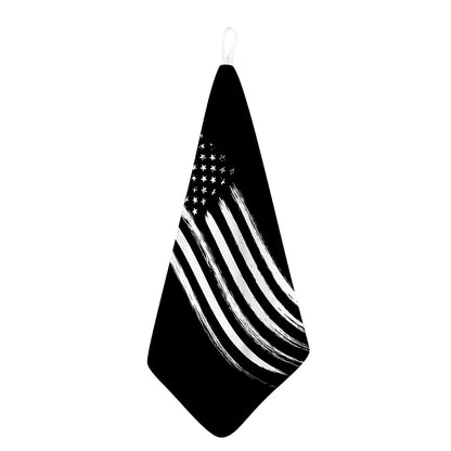 Black And White American Flag Print Hand Towel