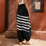 Black And White American Flag Print Harem Pants