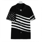 Black And White American Flag Print Hawaiian Shirt